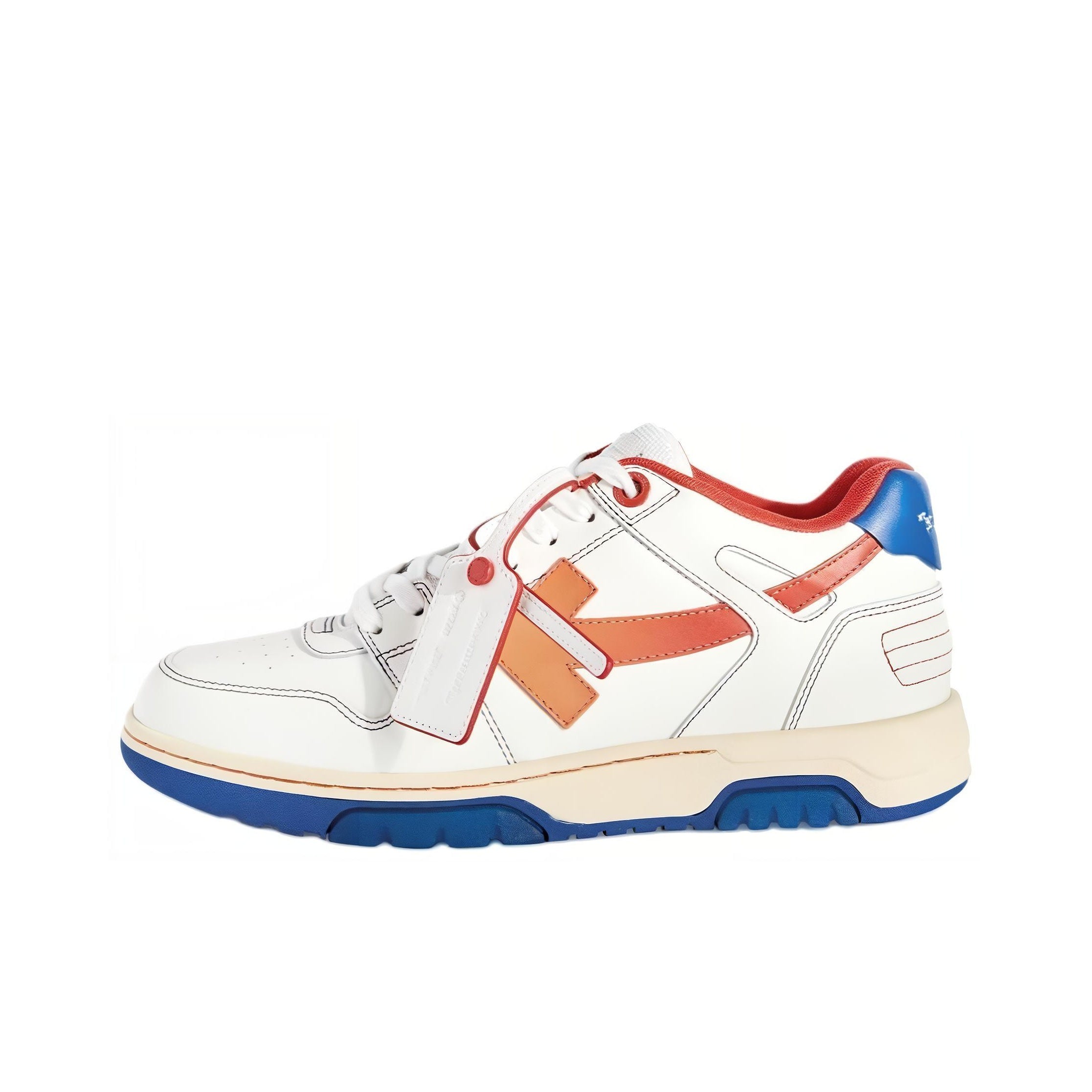 OFF WHITE Out Of Office Ooo Low Tops White Orange Blue Contrast Stitching