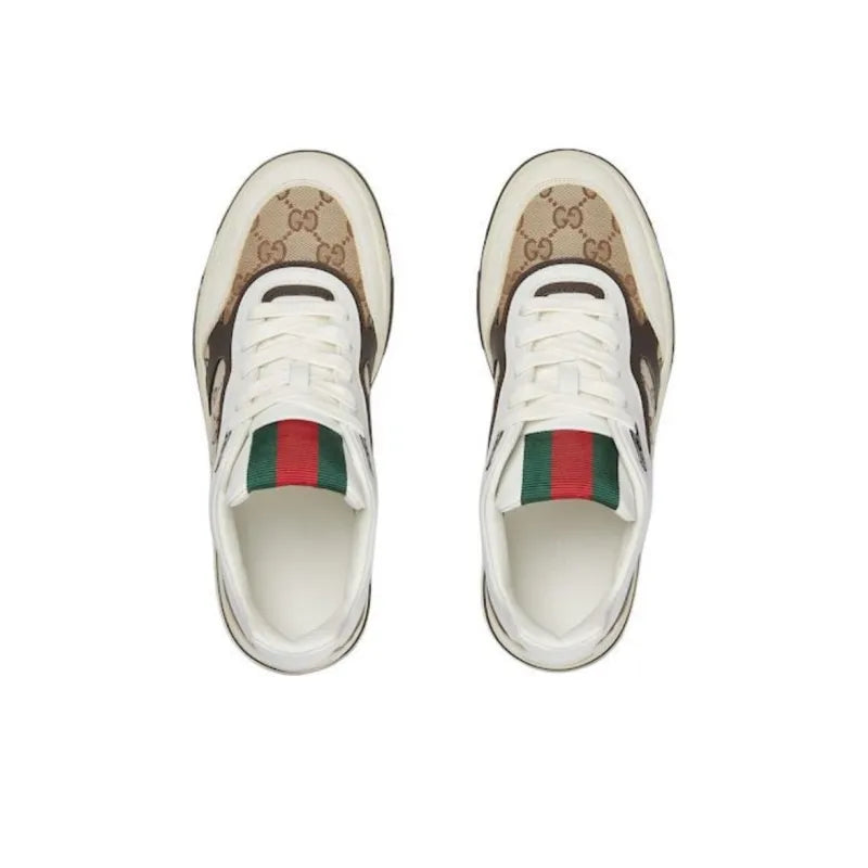 GUCCI RE WEB LOW TOP SKATEBOARD SHOES WOMEN'S BROWN